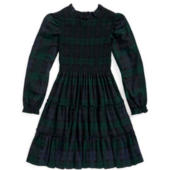 Polo by Ralph Lauren Green and Blue Plaid Kids Formal Dress - Picture 1 of 8
